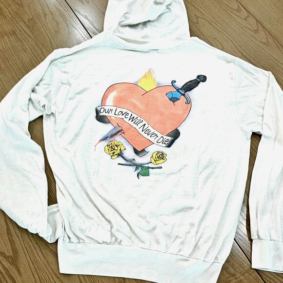 ULTRA RARE Krokus Metal Band LS Hoodie 1985 VTG Womens M Double-Sided Cotton - Picture 11 of 16